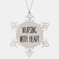 Load image into Gallery viewer, Nurse Christmas Ornament Nursing with heart Ornament Appreciation Gift Nurse's Day Coworker Colleague Snowflake Ornament – front view
