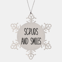 Load image into Gallery viewer, Nurse Christmas Ornament Scrubs and smiles Ornament Appreciation Gift Nurse's Day Coworker Colleague Snowflake Ornament – front view
