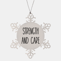 Load image into Gallery viewer, Nurse Christmas Ornament Strength and care Ornament Appreciation Gift Nurse's Day Coworker Colleague Snowflake Ornament – front view
