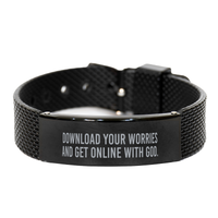 Load image into Gallery viewer, Download Your Worries And Get Online With God Bracelet – front view
