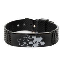 Load image into Gallery viewer, Autism Be Kind Puzzle Black And White Bracelet, Autism Awareness Month – front view
