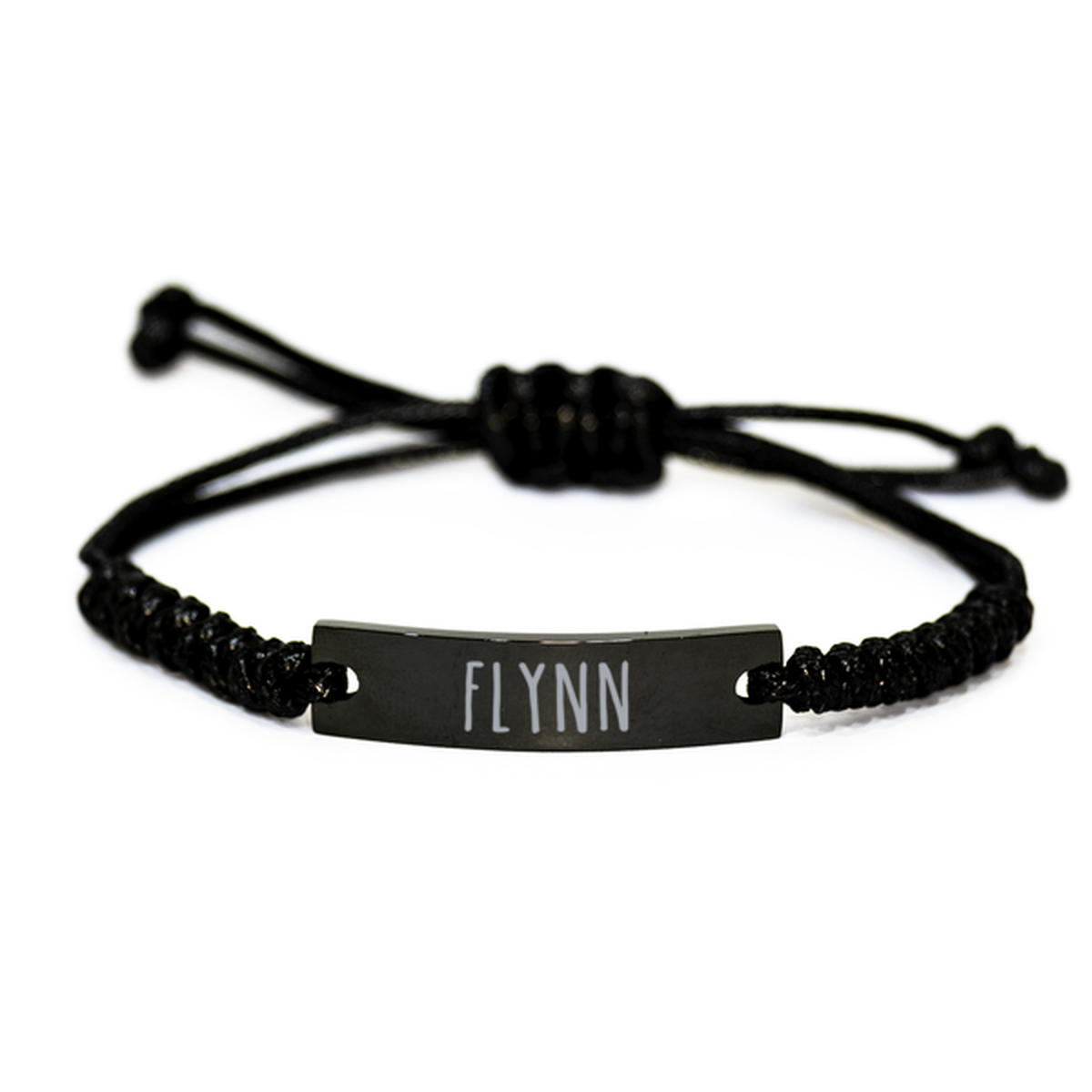 Flynn Bracelet Name Personalized Custom Black Rope Bar Bracelet