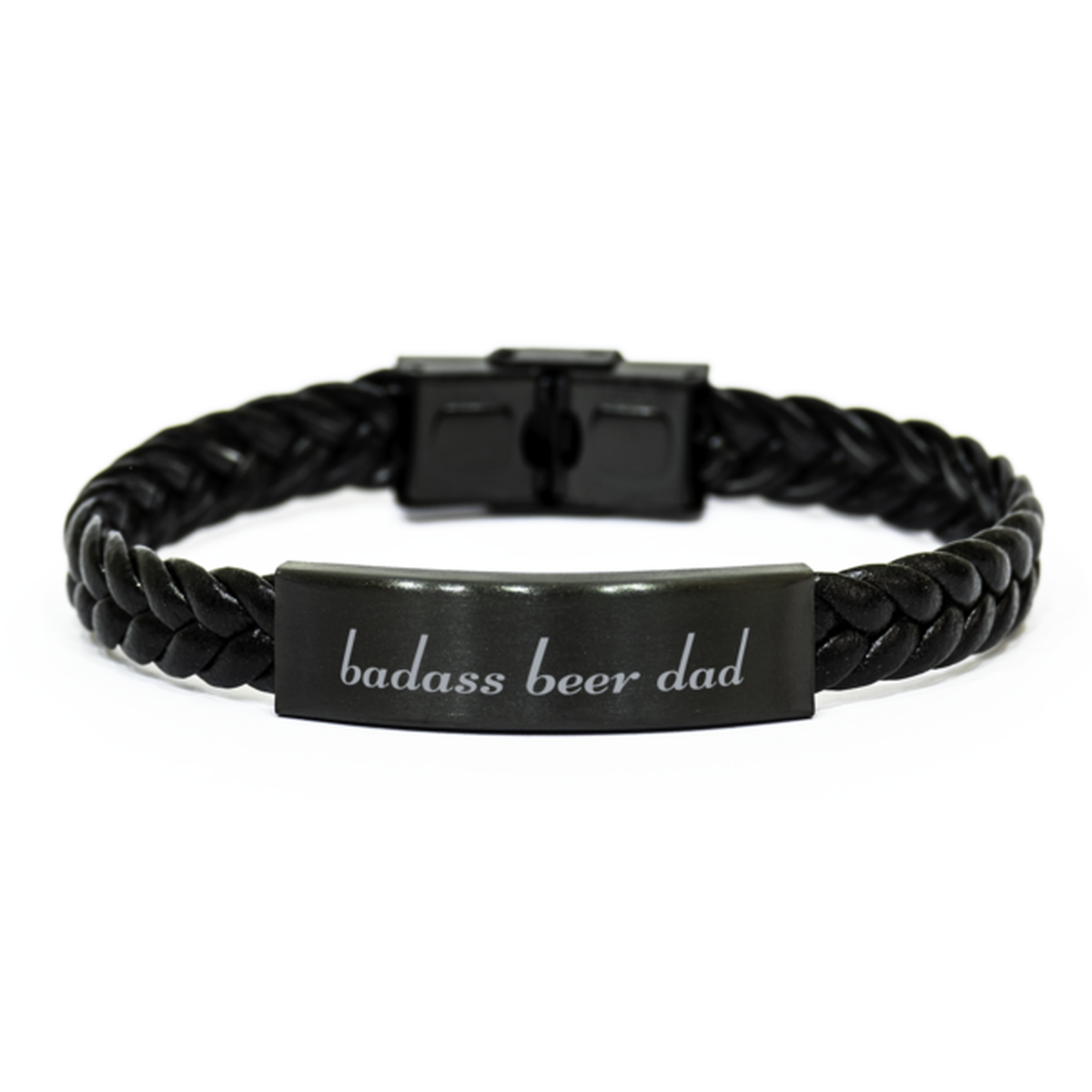 Badass Beer Dad Bracelet Fathers Day Gift From Daughter Christmas Birthday Black Leather Bracelet