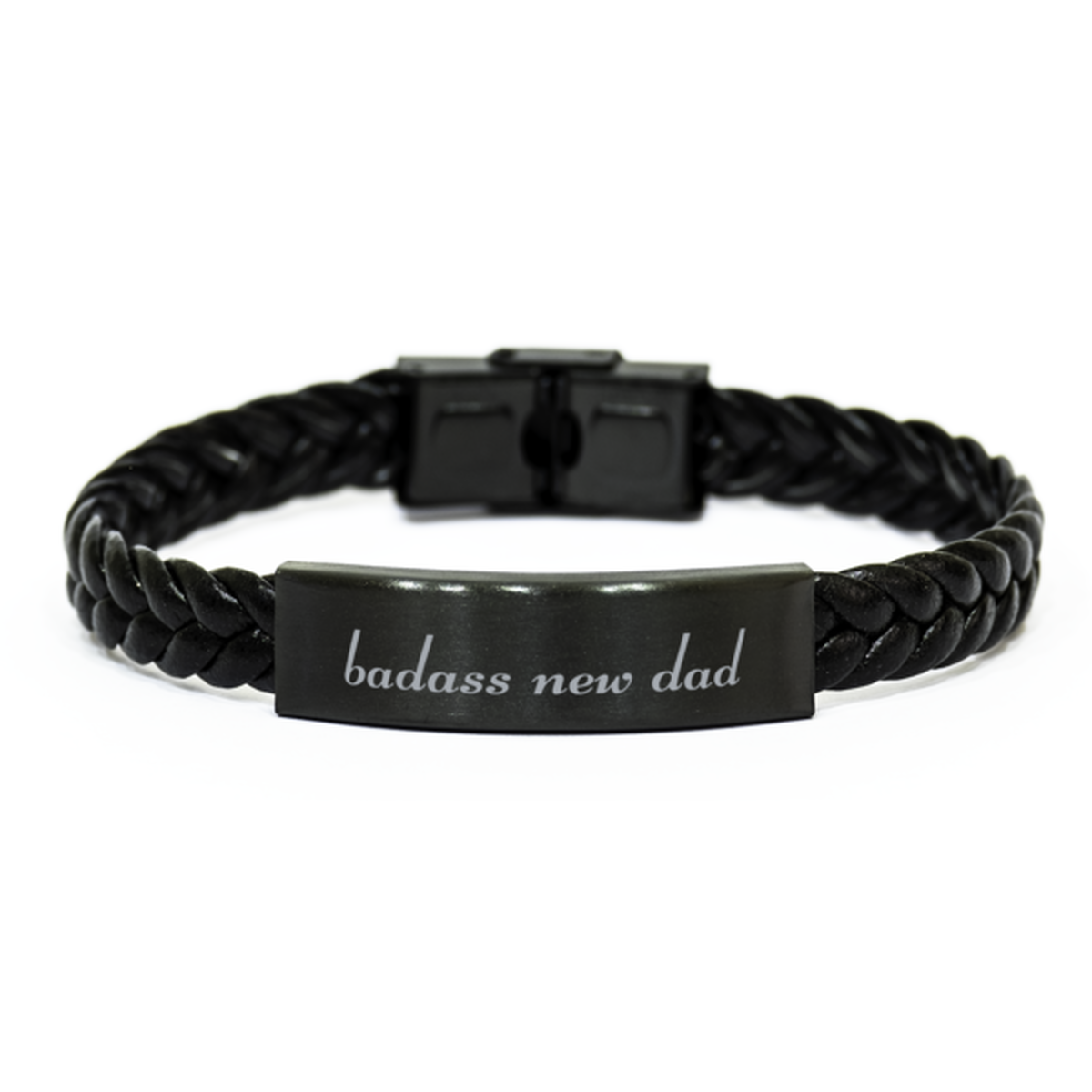 Badass New Dad Bracelet Fathers Day Gift From Daughter Christmas Birthday Black Leather Bracelet