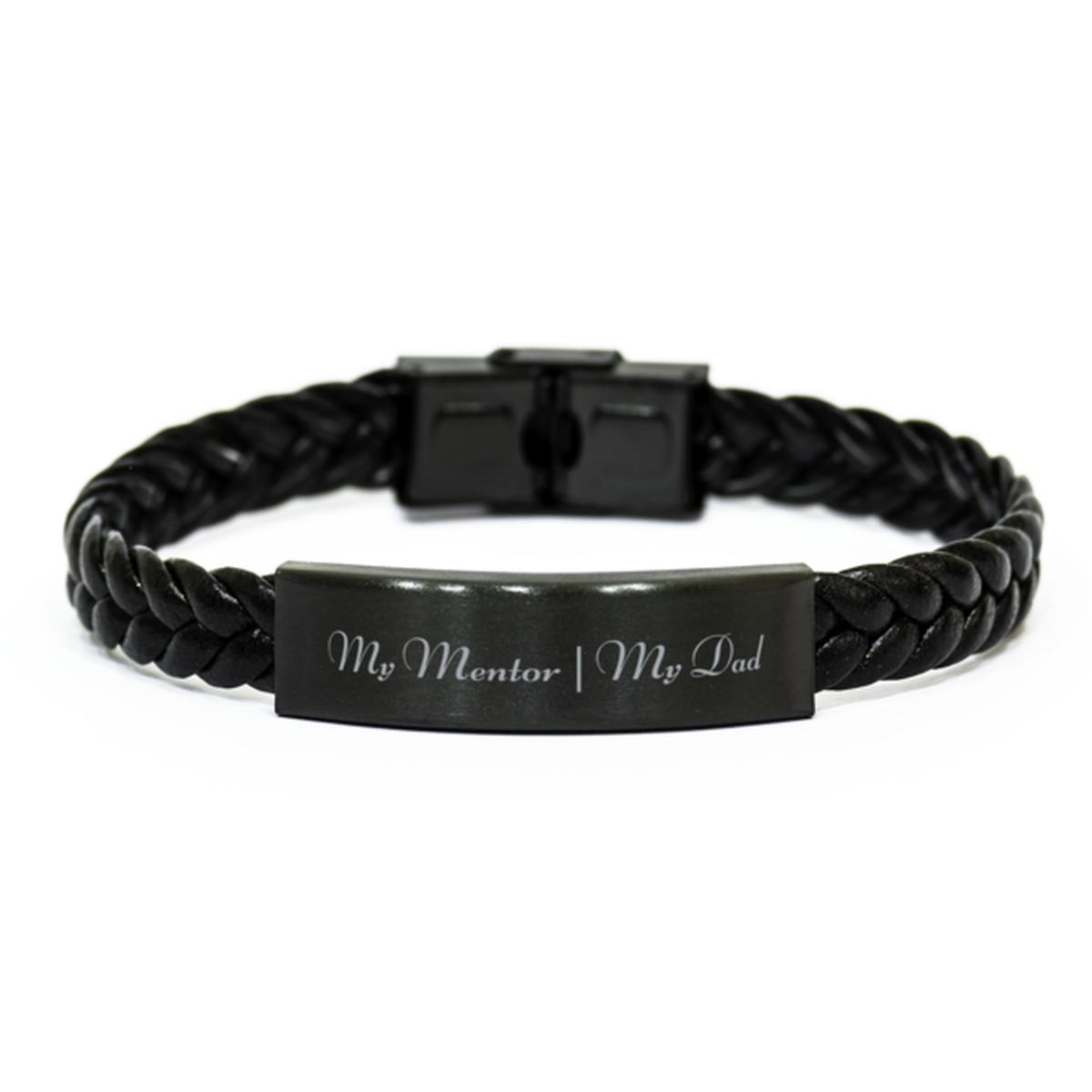 My Mentor My Dad Bracelet Fathers Day Gift From Daughter Christmas Birthday Black Leather Bracelet