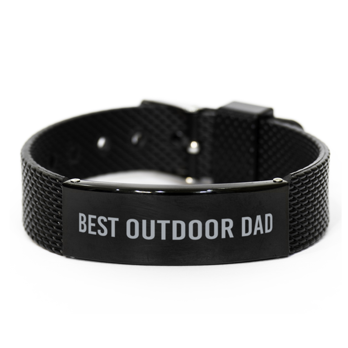 Dad Bracelet from Son Best Outdoor Dad Bracelet Fathers Day Christmas Birthday Adjustable Black Mesh Bracelet