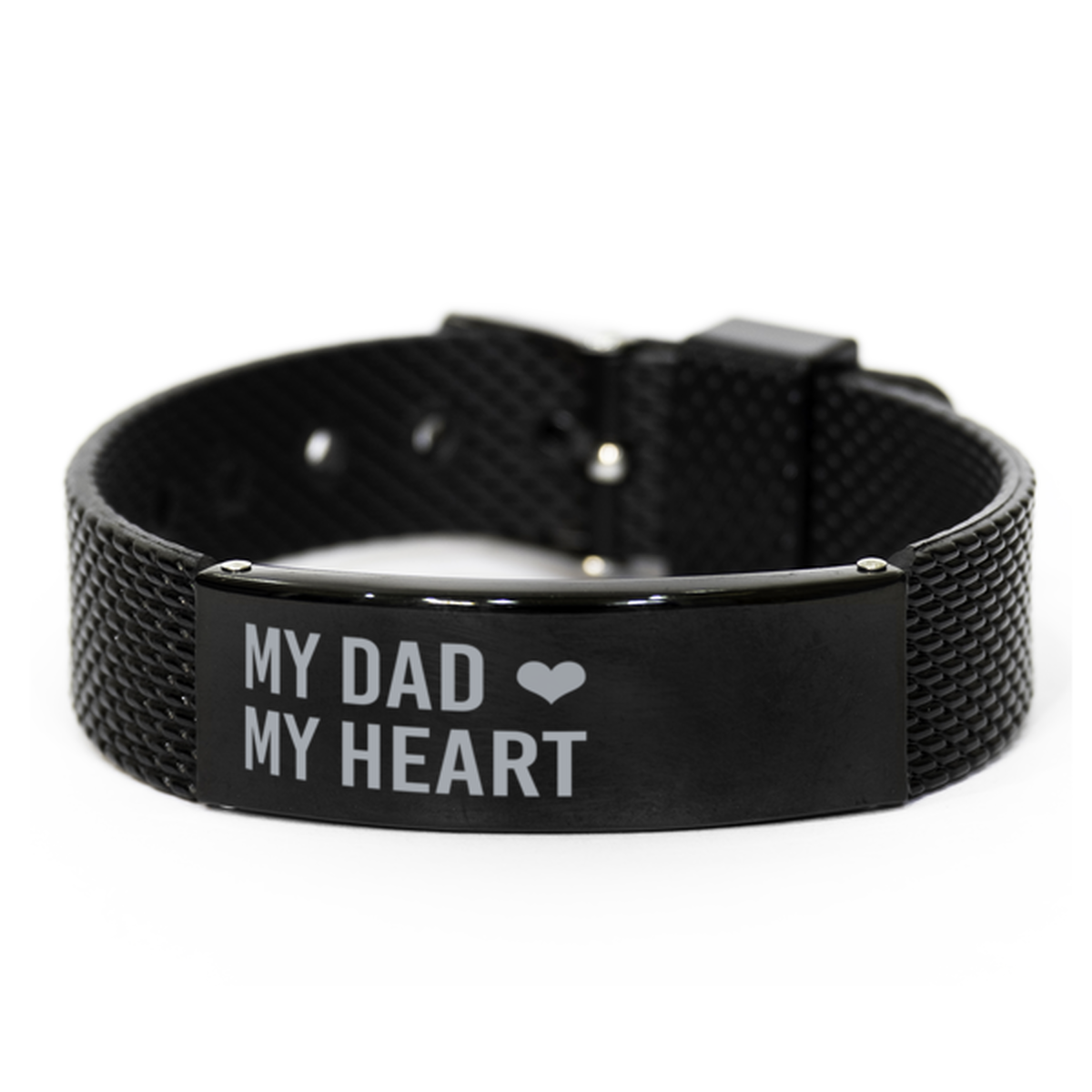 Dad Bracelet from Son My Dad My Heart Bracelet Fathers Day Christmas Birthday Adjustable Black Mesh Bracelet
