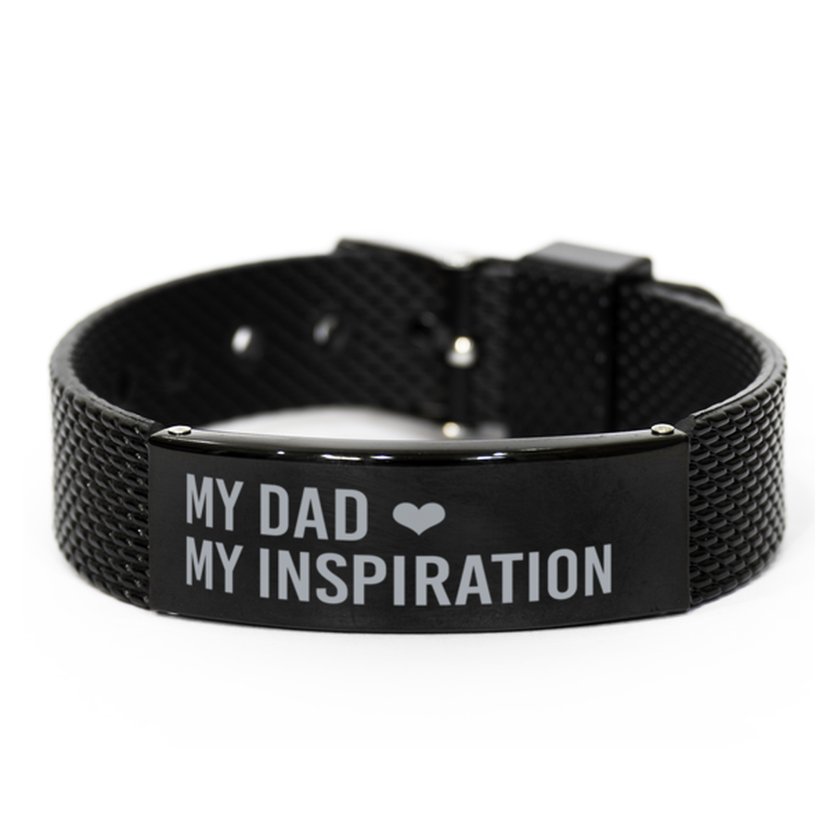 Dad Bracelet from Son My Dad My Inspiration Bracelet Fathers Day Christmas Birthday Adjustable Black Mesh Bracelet