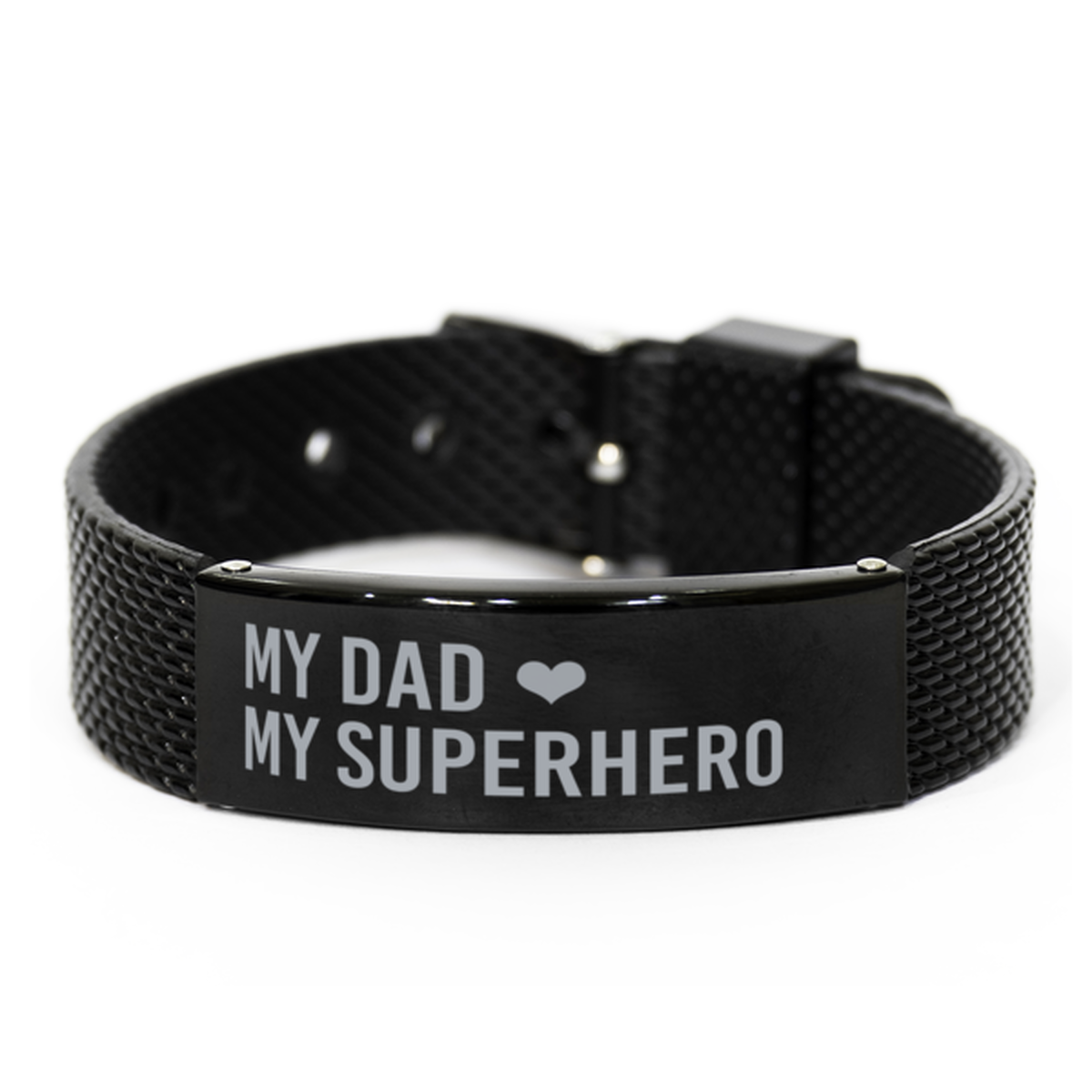 Dad Bracelet from Son My Dad My Superhero Bracelet Fathers Day Christmas Birthday Adjustable Black Mesh Bracelet
