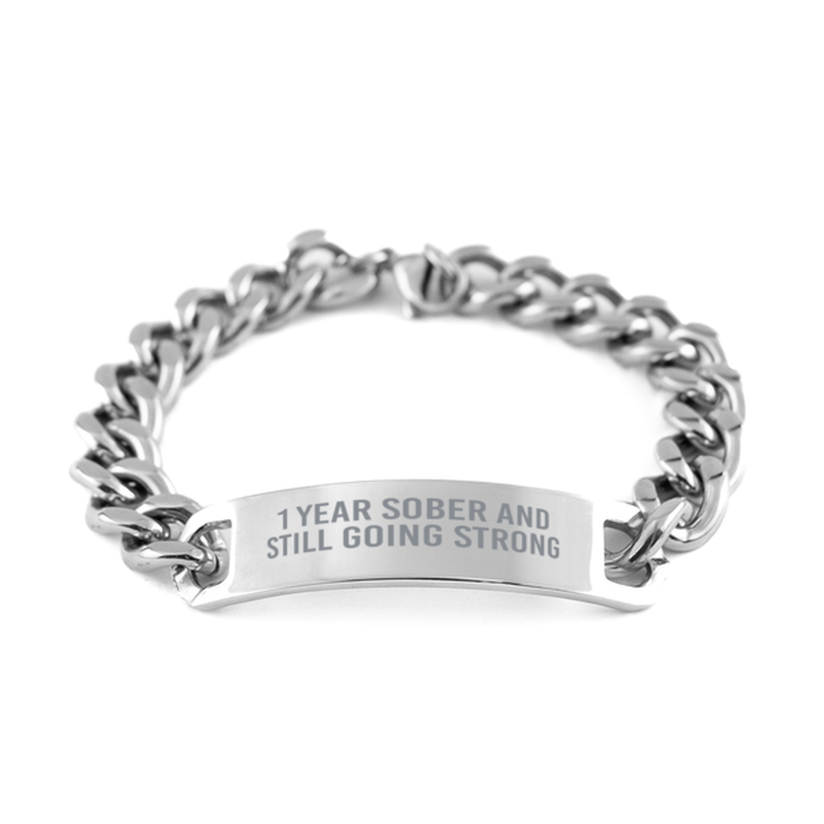 1 Year Sobriety Anniversary Bracelet for Men 1 Year Sober and Still Going Strong Cuban Link Stainless Steel