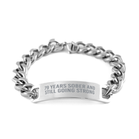 Load image into Gallery viewer, 79 Years Sobriety Anniversary Bracelet for Men 79 Years Sober and Still Going Strong Cuban Link Stainless Steel
