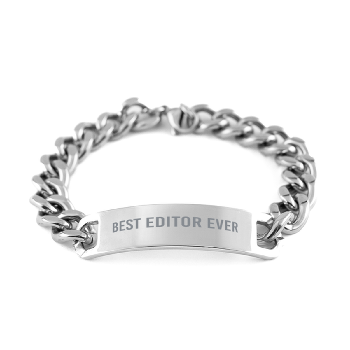 Best Editor Ever Gift for Him Men Stainless Steel Cuban Link Bracelet Coworker Jewelry
