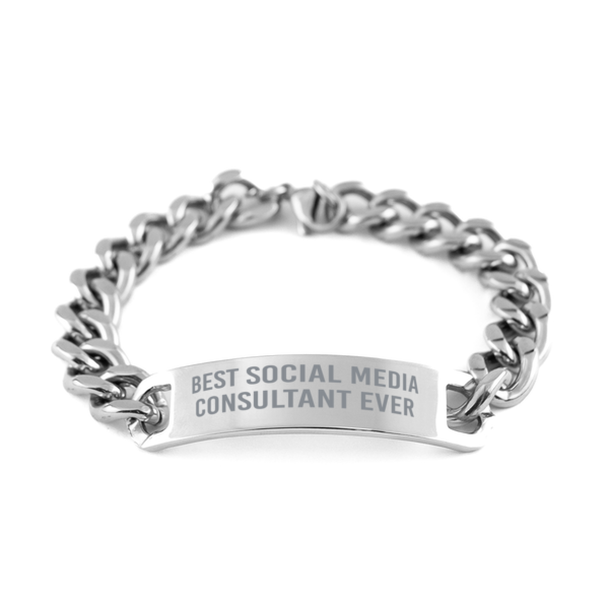 Best Social Media Consultant Ever Gift for Him Men Stainless Steel Cuban Link Bracelet Coworker Jewelry