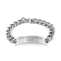 Load image into Gallery viewer, Best Stockbroker Ever Gift for Him Men Stainless Steel Cuban Link Bracelet Coworker Jewelry
