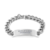 Load image into Gallery viewer, Worlds Best Daughter Bracelet Stainless Steel Cuban Link Bracelet Him Men
