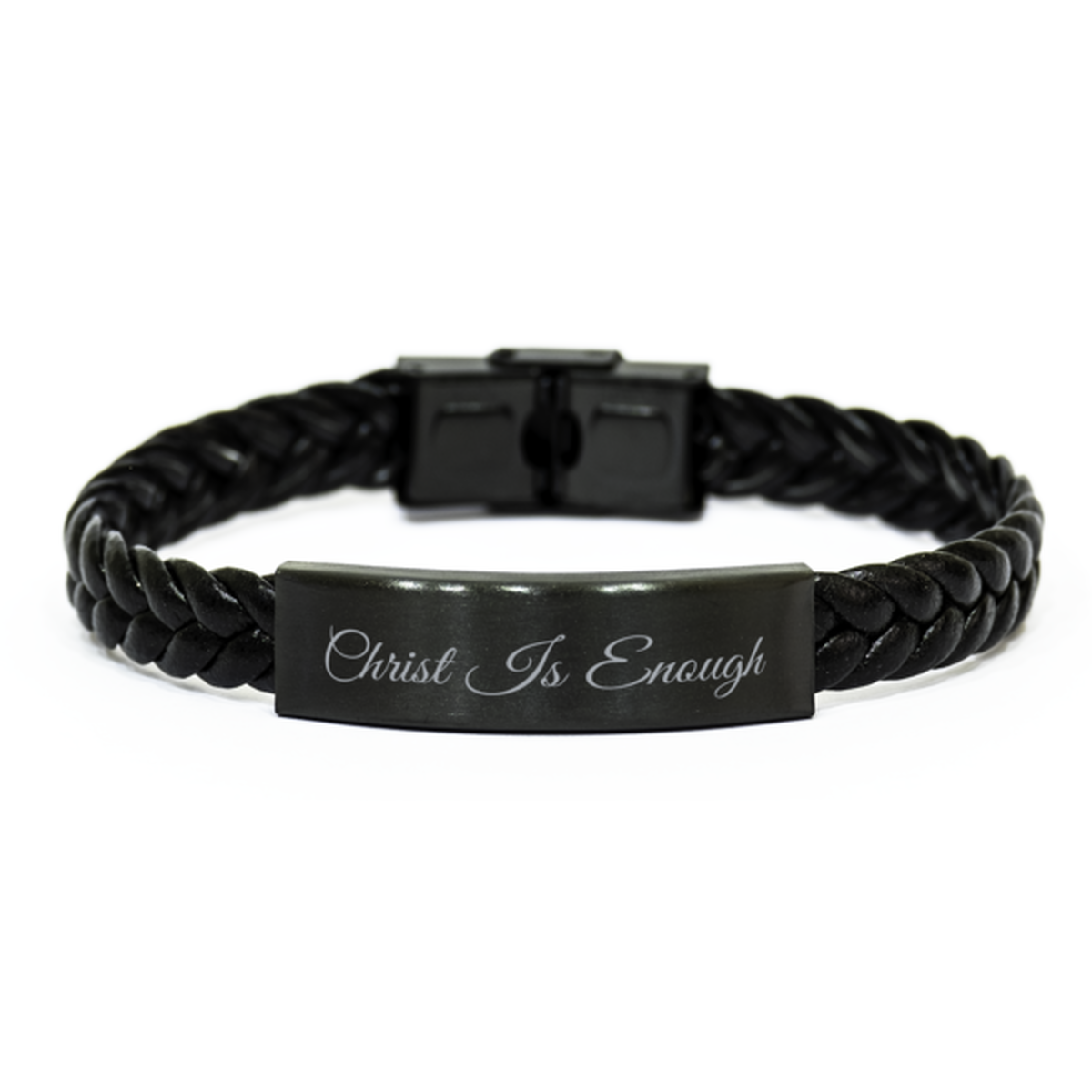 Christ Is Enough Bracelet Braided Leather Christian Gift for Him Her