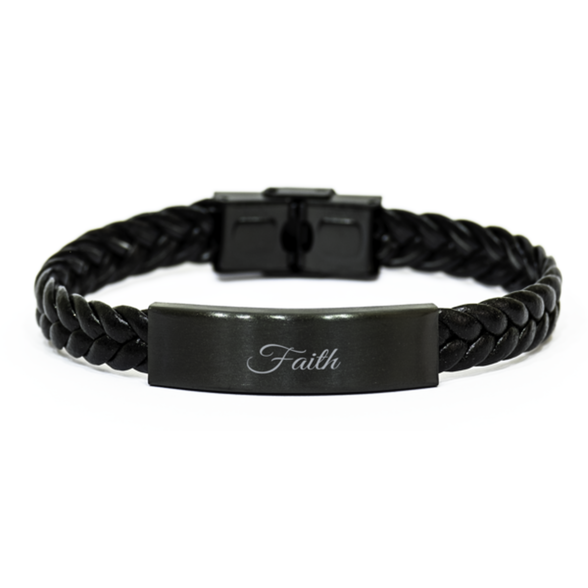 Faith Bracelet Braided Leather Christian Gift for Him Her