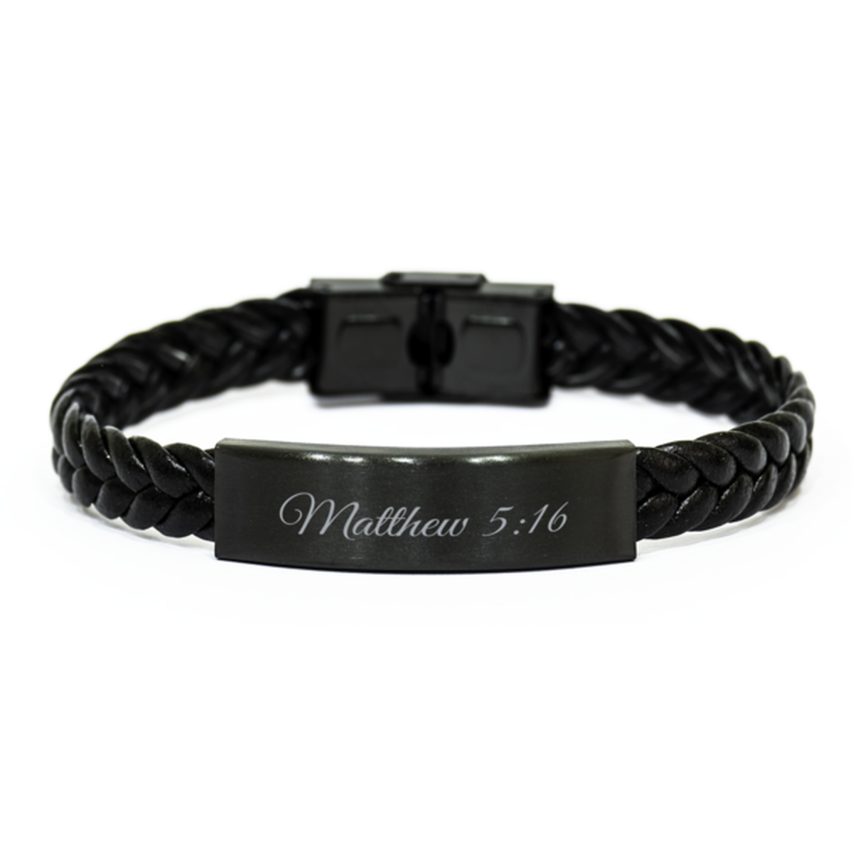 Matthew 5 16 Bracelet Braided Leather