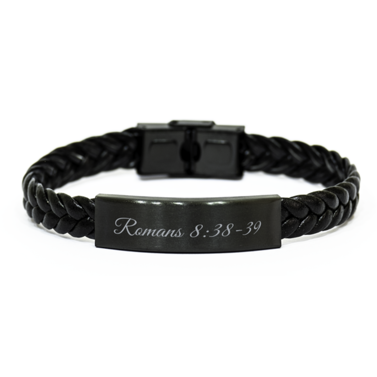 Romans 8 38-39 Bracelet Braided Leather