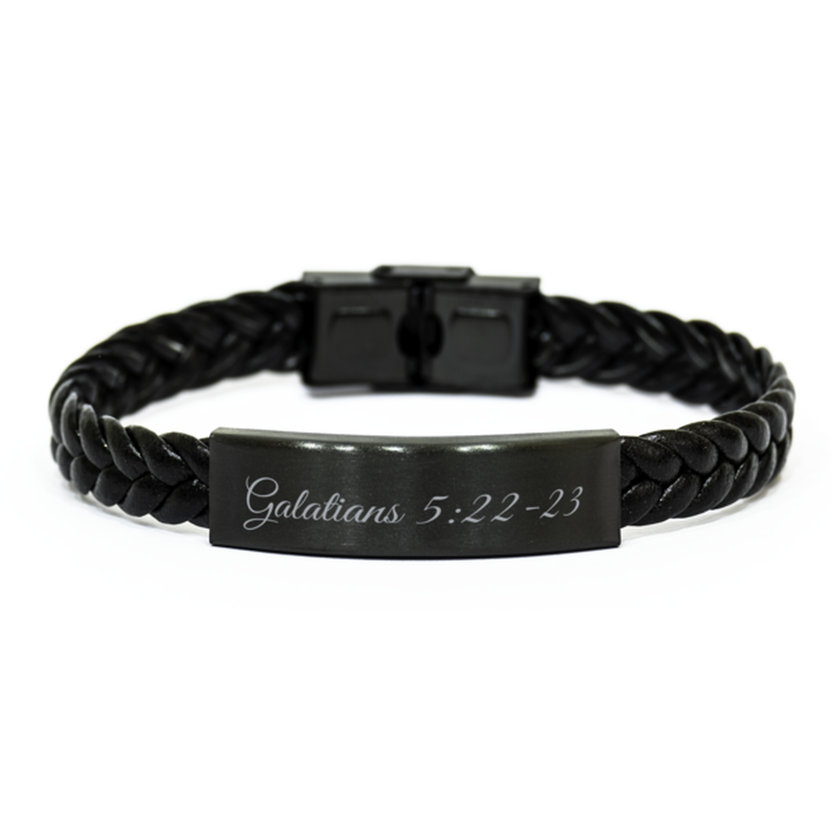 Galatians 5 22-23 Bracelet Braided Leather