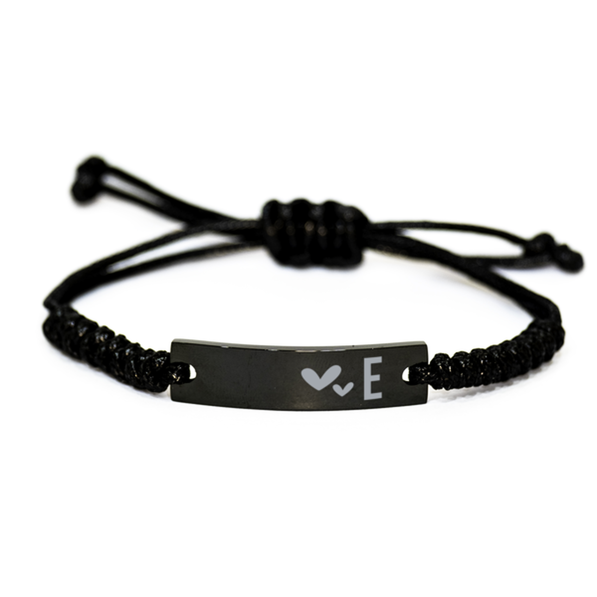 E Initial Bracelet for Men, Christmas Gift for Women, Family Daughter Son Birthday Gift, Black Rope Bracelet for Best Friend