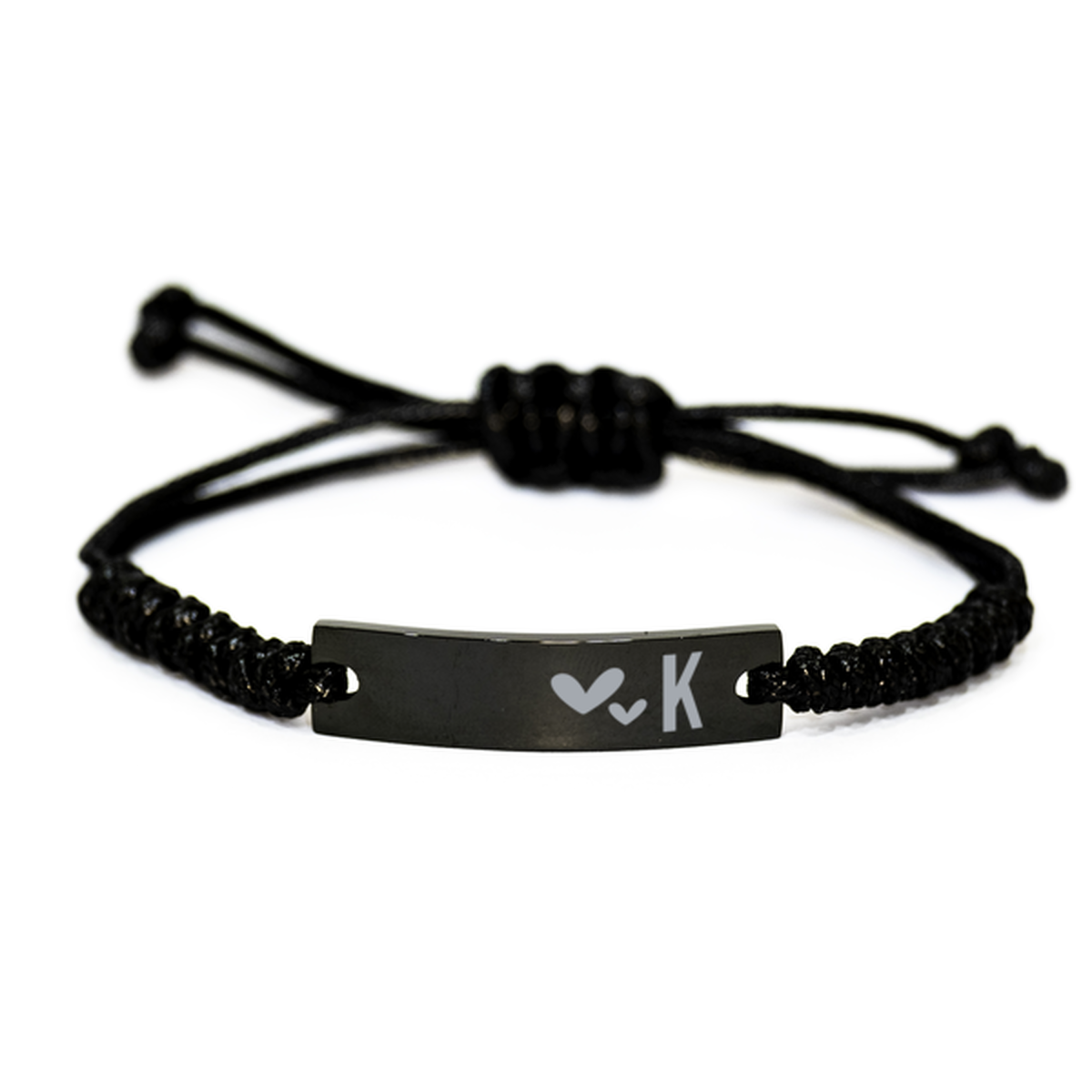 K Initial Bracelet for Men, Christmas Gift for Women, Family Daughter Son Birthday Gift, Black Rope Bracelet for Best Friend