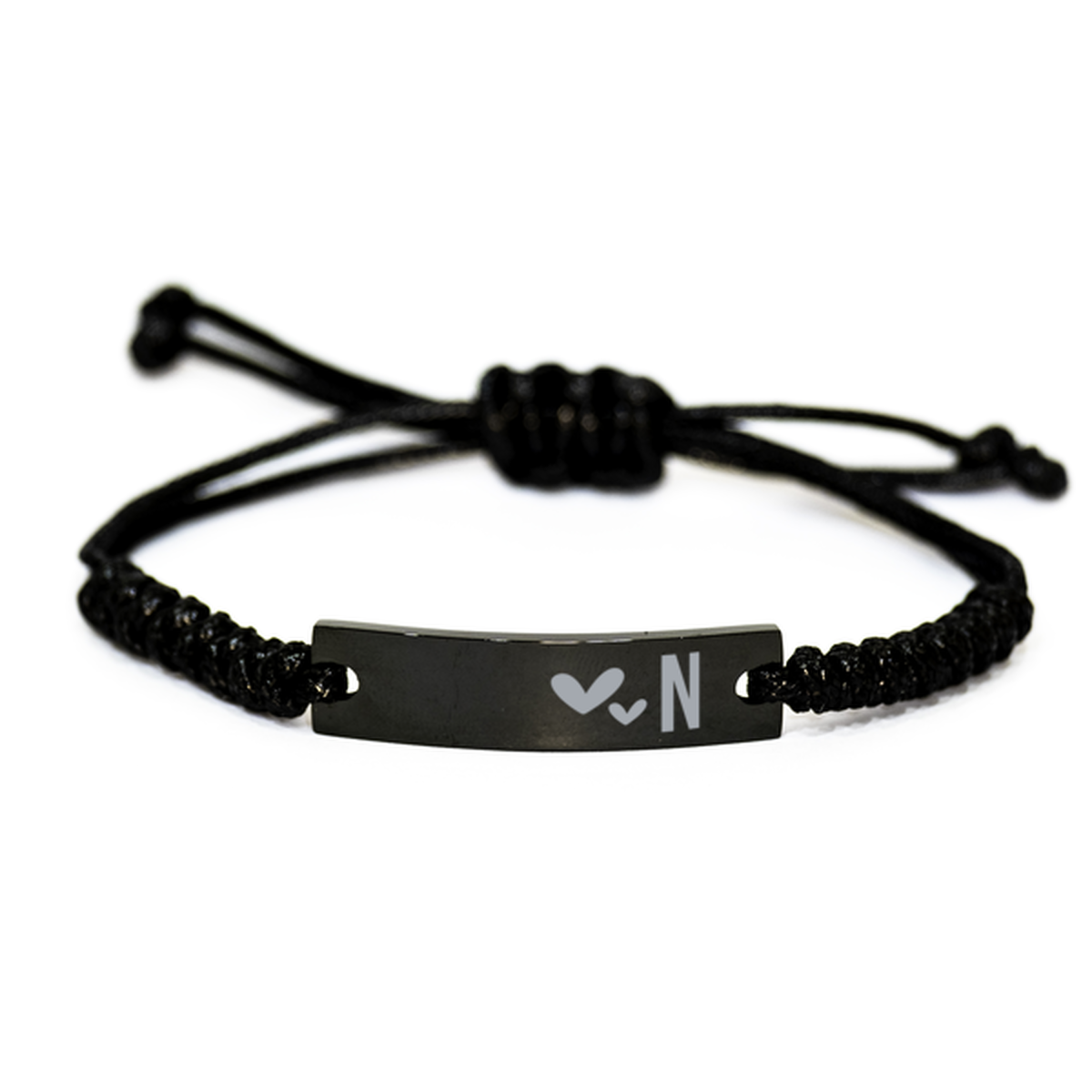 N Initial Bracelet for Men, Christmas Gift for Women, Family Daughter Son Birthday Gift, Black Rope Bracelet for Best Friend