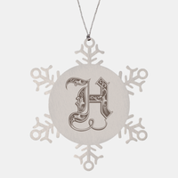Load image into Gallery viewer, Personalized Initial H Ornament for Him Letter H Monogram Gift Alphabet Name Stainless Steel Snowflake Christmas Women

