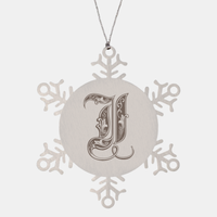 Load image into Gallery viewer, Personalized Initial I Ornament for Him Letter I Monogram Gift Alphabet Name Stainless Steel Snowflake Christmas Women
