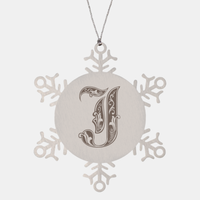 Load image into Gallery viewer, Personalized Initial J Ornament for Him Letter J Monogram Gift Alphabet Name Stainless Steel Snowflake Christmas Women
