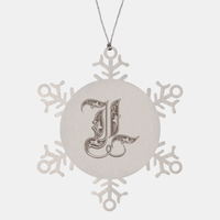Load image into Gallery viewer, Personalized Initial L Ornament for Him Letter L Monogram Gift Alphabet Name Stainless Steel Snowflake Christmas Women
