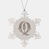 Load image into Gallery viewer, Personalized Initial Q Ornament for Him Letter Q Monogram Gift Alphabet Name Stainless Steel Snowflake Christmas Women
