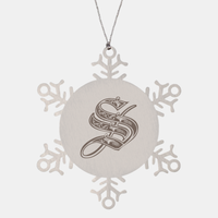 Load image into Gallery viewer, Personalized Initial S Ornament for Him Letter S Monogram Gift Alphabet Name Stainless Steel Snowflake Christmas Women
