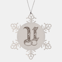Load image into Gallery viewer, Personalized Initial U Ornament for Him Letter U Monogram Gift Alphabet Name Stainless Steel Snowflake Christmas Women
