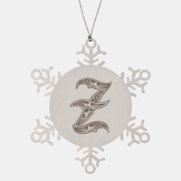 Load image into Gallery viewer, Personalized Initial Z Ornament for Him Letter Z Monogram Gift Alphabet Name Stainless Steel Snowflake Christmas Women
