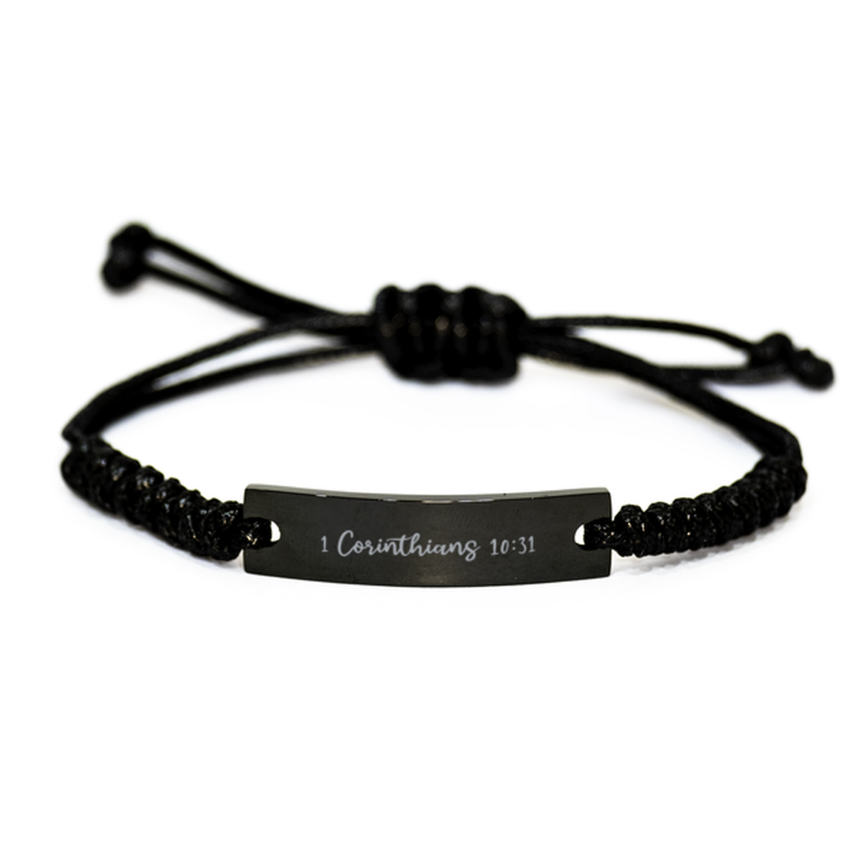 1 Corinthians 10 31 Bracelet 1 Corinthians 10:31 Bible Verse Gift for Him Christian Bracelet for Men Black Rope Stainless Steel Jewelry