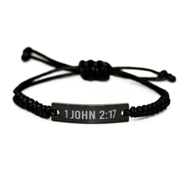 Load image into Gallery viewer, 1 John 2 17 Bracelet 1 John 2:17 Gift Bible Verse Scripture Stainless Steel Bracelet – front view

