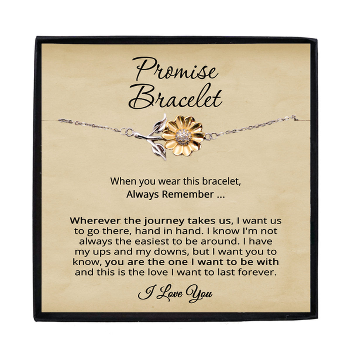 Promise Bracelet for Her Anniversary Bracelet for Wife Sunflower Bracelet for Girlfriend