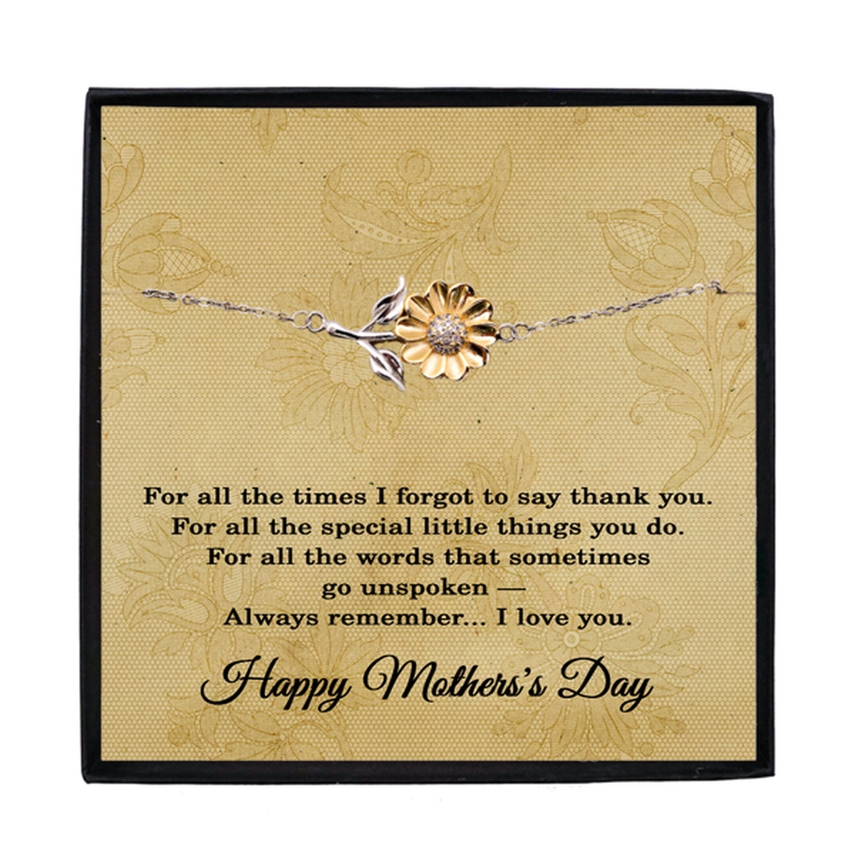 Mothers Day Jewelry for Daughter, Mothers Day Gifts for Sister, Mothers Day Gifts for Friends, Sunflower Bracelet Sterling Silver