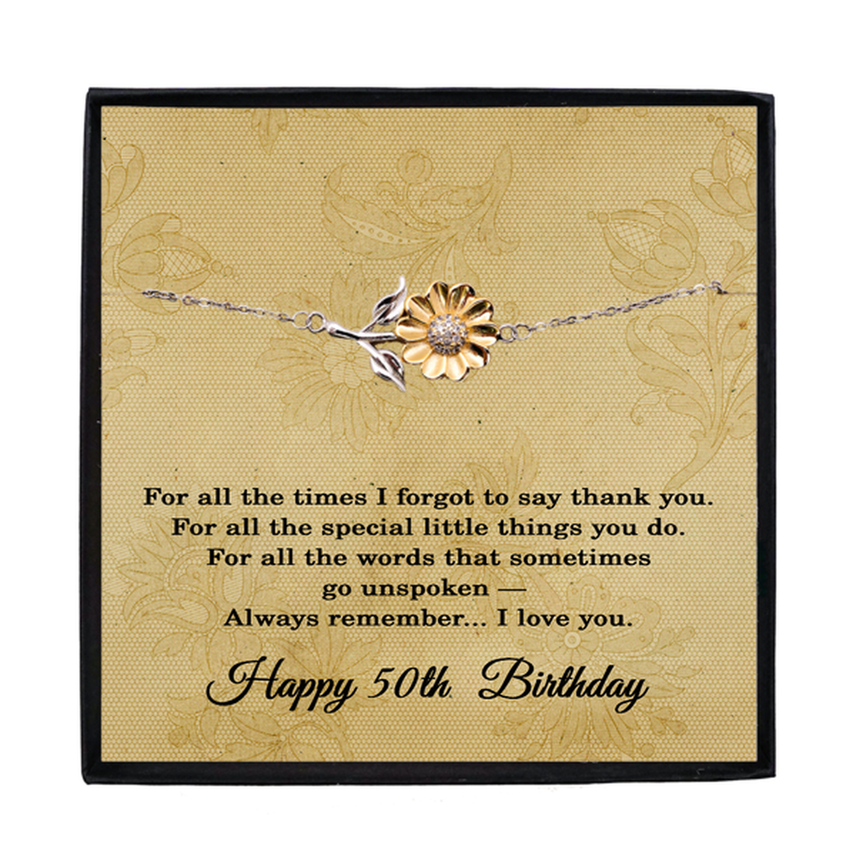 50th Birthday Gifts Women, 50th Birthday Bracelet for Best Friend, Happy 50th  Birthday Gifts for Sister, Sunflower Bracelet Sterling Silver