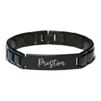 Load image into Gallery viewer, Preston Bracelet Personalized for Men Custom Name Engraved Jewelry for Boys Men Him Birthday Christmas Adjustable Link Bracelet – front view
