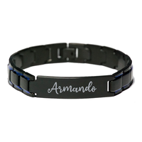 Load image into Gallery viewer, Armando Bracelet Personalized for Men Custom Name Engraved Jewelry for Boys Men Him Birthday Christmas Adjustable Link Bracelet – front view
