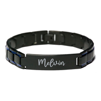 Load image into Gallery viewer, Melvin Bracelet Personalized for Men Custom Name Engraved Jewelry for Boys Men Him Birthday Christmas Adjustable Link Bracelet – front view
