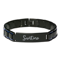 Load image into Gallery viewer, Santino Bracelet Personalized for Men Custom Name Engraved Jewelry for Boys Men Him Birthday Christmas Adjustable Link Bracelet – front view
