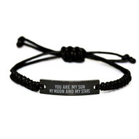 Load image into Gallery viewer, You Are My Sun My Moon And My Stars Bracelet, Valentines Day Bracelet, Anniversary Jewelry, Love Mantra Bracelet – front view
