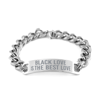 Load image into Gallery viewer, Black Love is the Best Love Cuban Link Bracelet, African American Couples, African American Husband, Valentines Bracelet, Anniversary – front view
