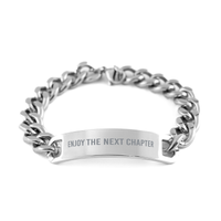 Load image into Gallery viewer, Enjoy the Next Chapter Cuban Link Bracelet, Movtivational Bracelet, Encouragement Bracelet, Bracelet for Men – front view
