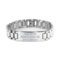 Load image into Gallery viewer, I Wish For You Wisdom To Choose Your Battle Carefully Ladder Stainless Steel Bracelet, Grandson Bracelet, Son Bracelet Graduate Bracelet, Daughter Bracelet – front view
