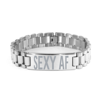 Load image into Gallery viewer, Sexy Af Ladder Stainless Steel Bracelet, Valentines Bracelet, Anniversary Bracelet, Husband Bracelet, Boyfriend Bracelet – front view

