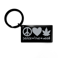 Load image into Gallery viewer, Peace Love Weed KeyChain, African American Key Chain – front view
